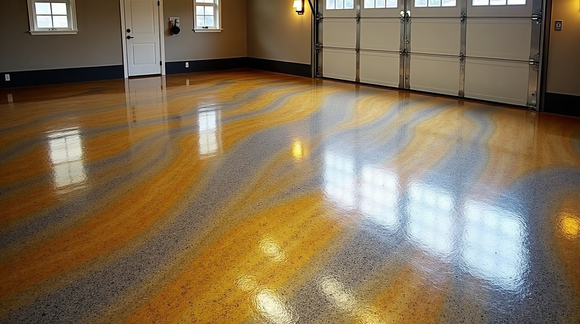 Luxury metallic gold and silver epoxy garage floor in Naples FL